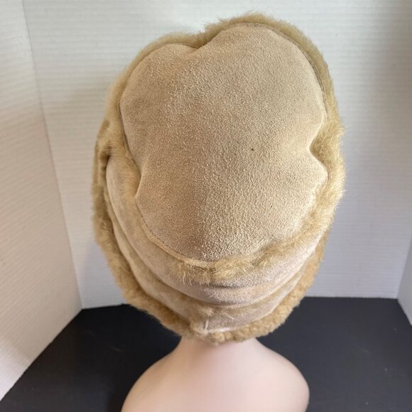 Vintage Womens Tan Faux Fur Bucket Hat main image 5